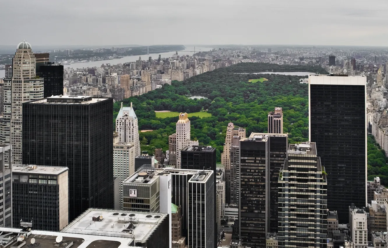 Фото обои USA, grass, skyline, trees, New York, Manhattan, NYC, park