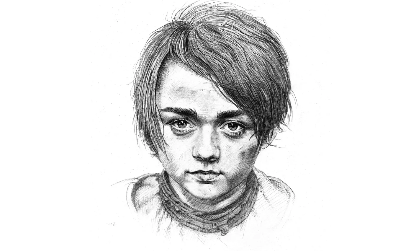 Фото обои рисунок, карандаш, Arya Stark, Maisie Williams