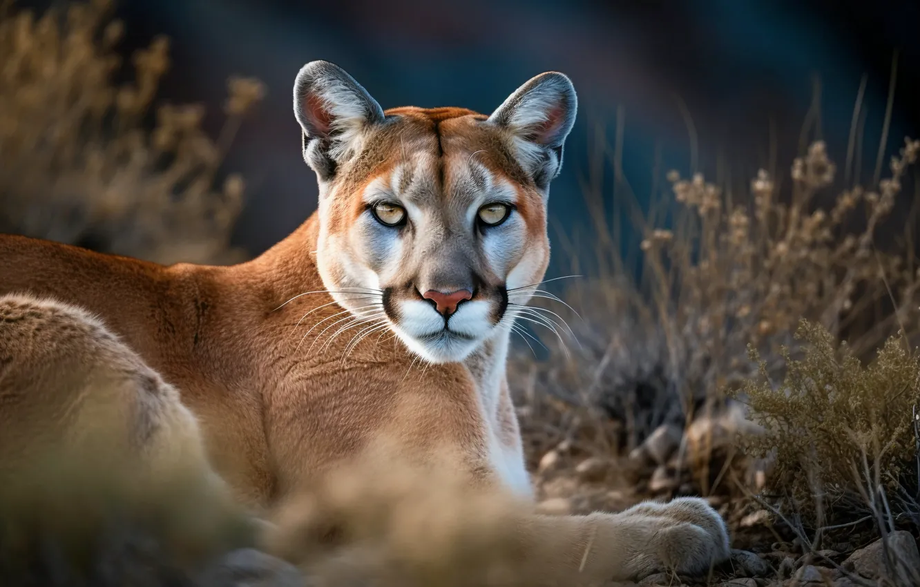 Фото обои портрет, лежит, пума, цифровое искусство, ИИ-арт, Искусство искусственного интеллекта, НЕЙРОСЕТЬ