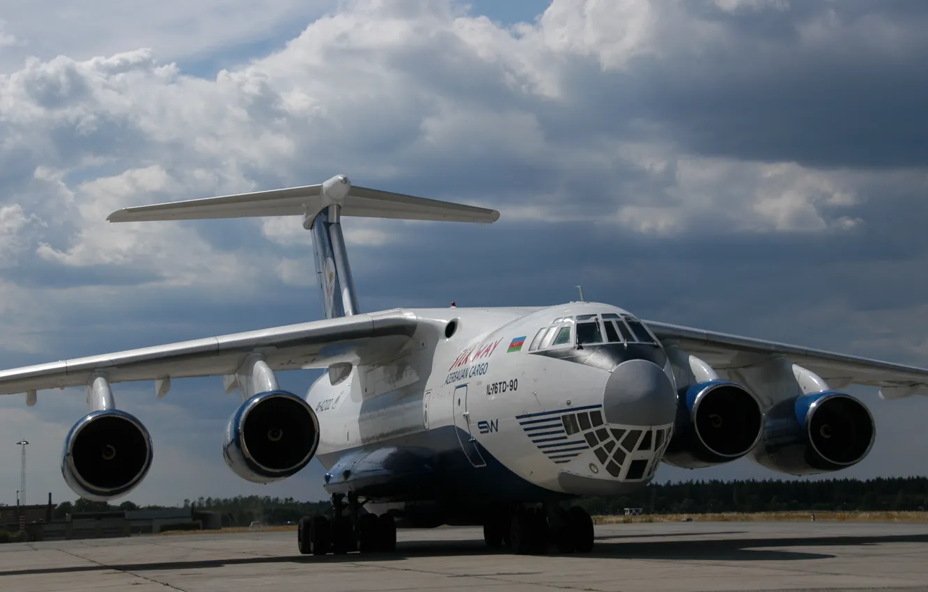Фото обои Небо, Облака, Фото, Авиация, Самолёт, Ил-76, Военно-Транспортный