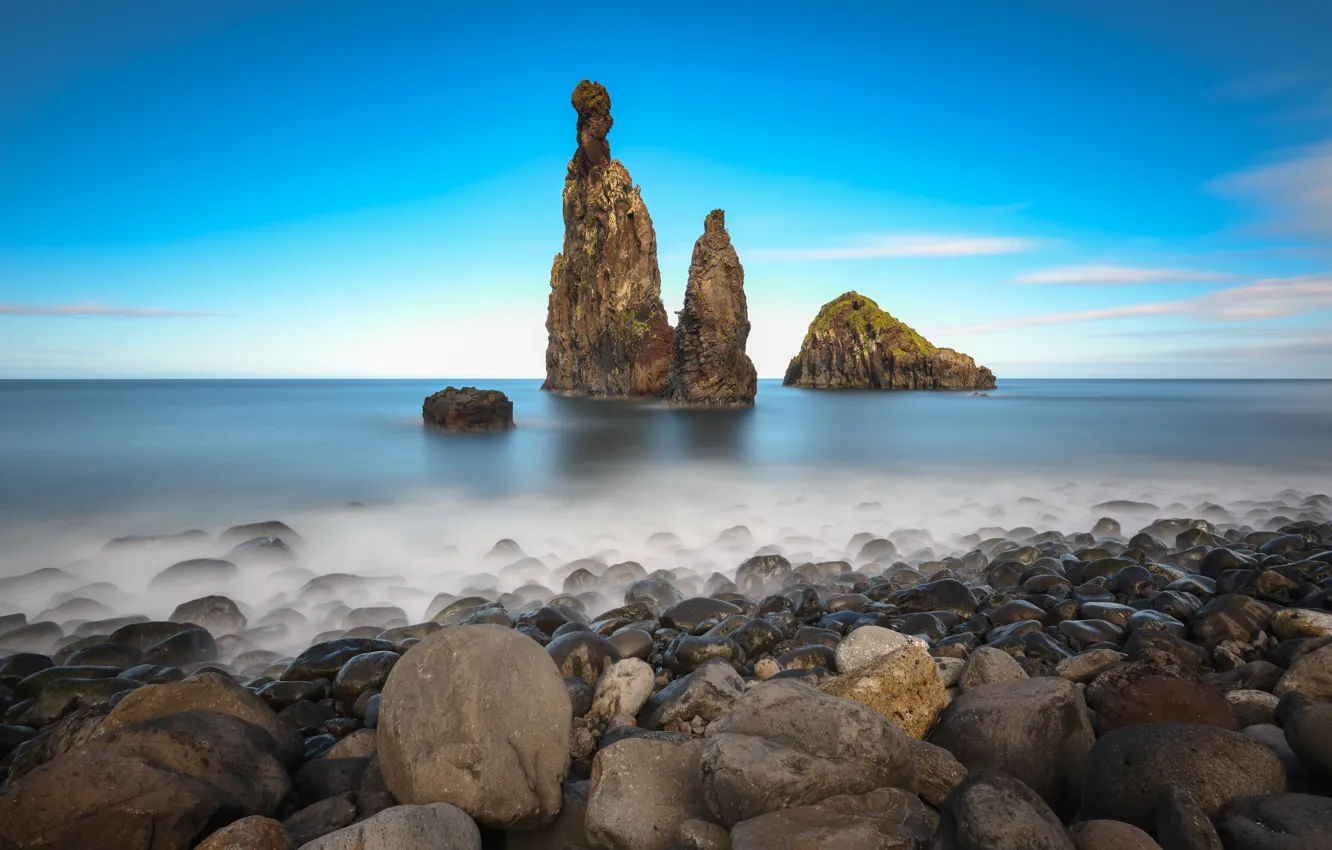 Фото обои скала, камни, побережье, Мадейра