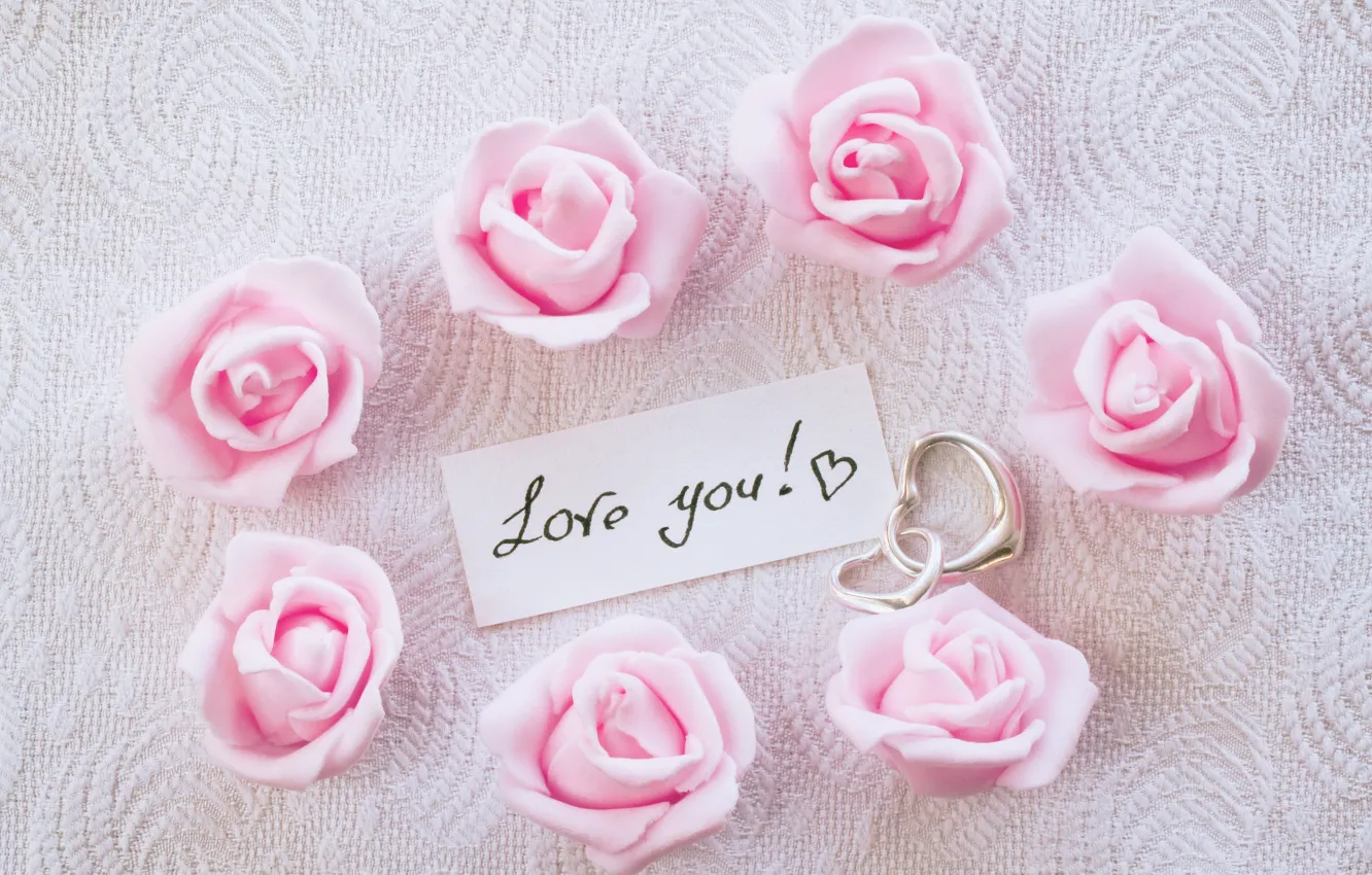 Фото обои сердечки, I love you, pink, romantic, hearts, gift, roses, розовые розы