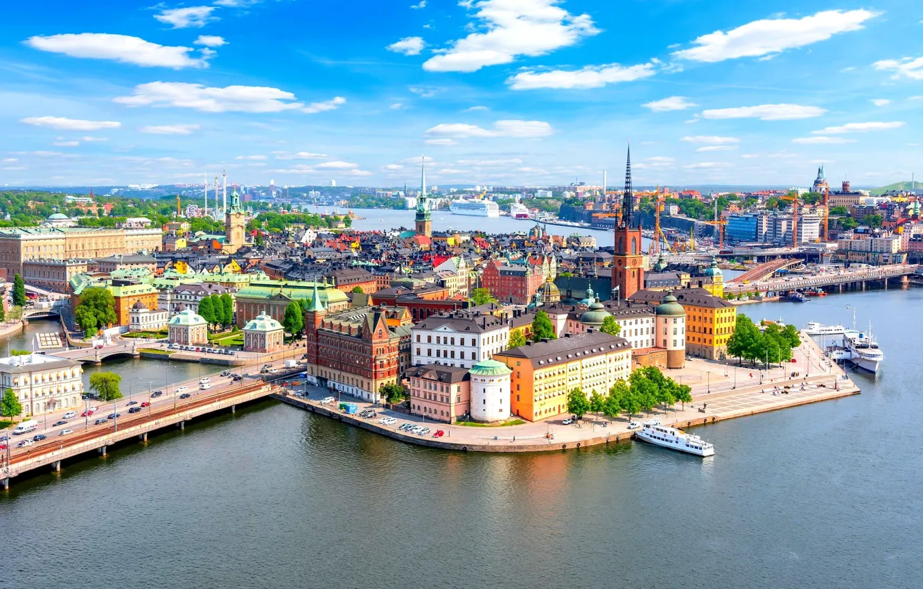 Фото обои вода, здания, Стокгольм, Швеция