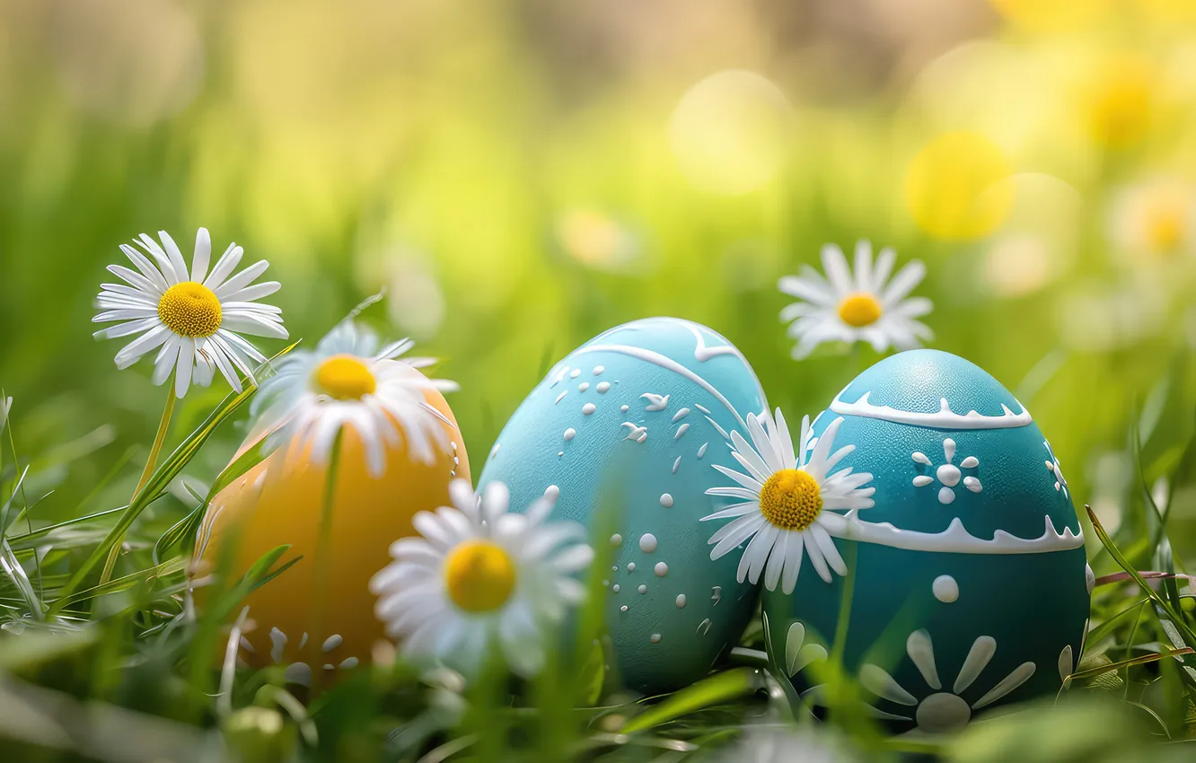 Фото обои цветы, яйца, весна, colorful, Пасха, happy, flowers, spring