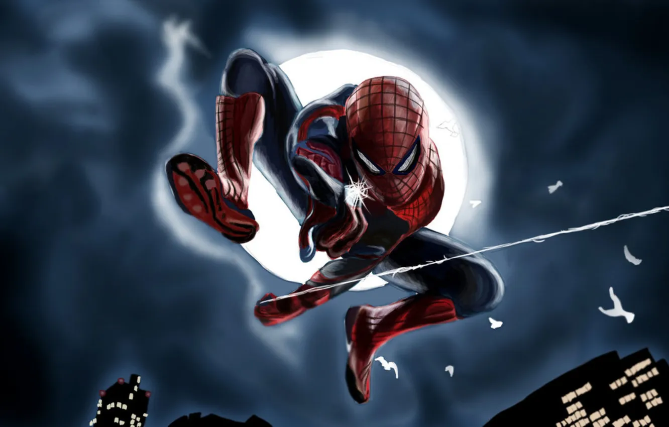 Фото обои spider man, web, the amazing spider man, канцепт арт