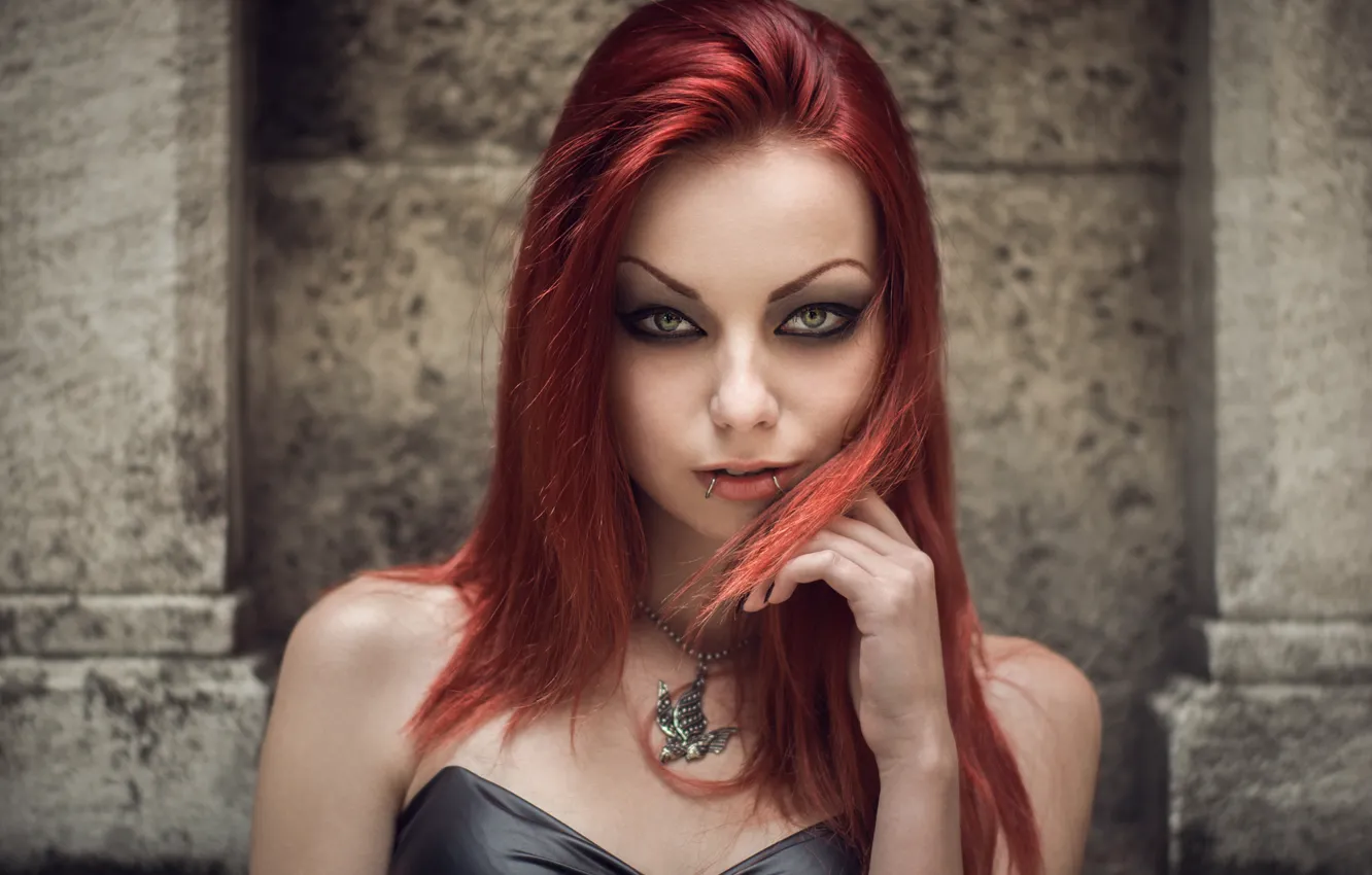 Фото обои Gothic, Piercing, RedHead, Darya Goncharova, Bobby Kostadinov