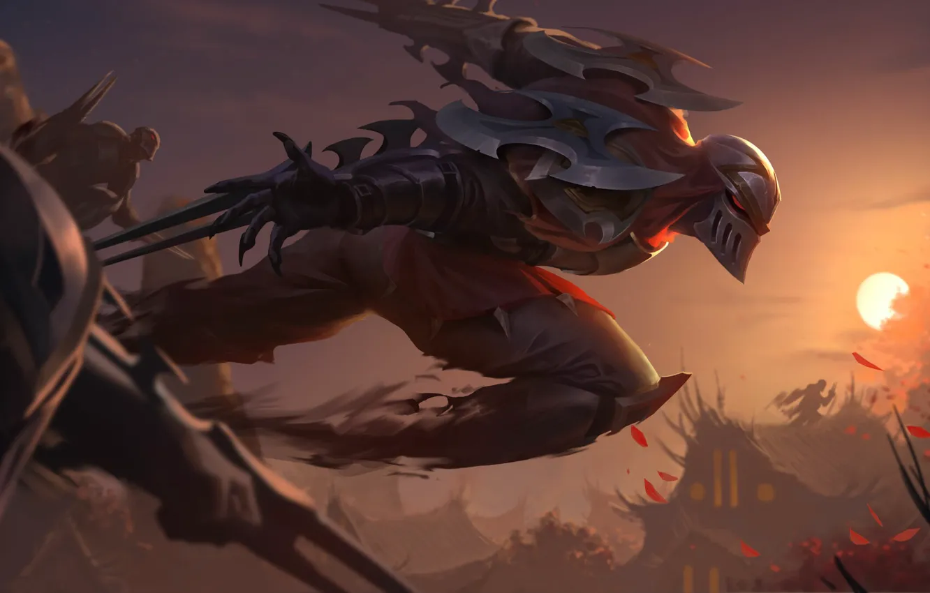 Фото обои вечер, League Of Legends, Zed, ниньдзя