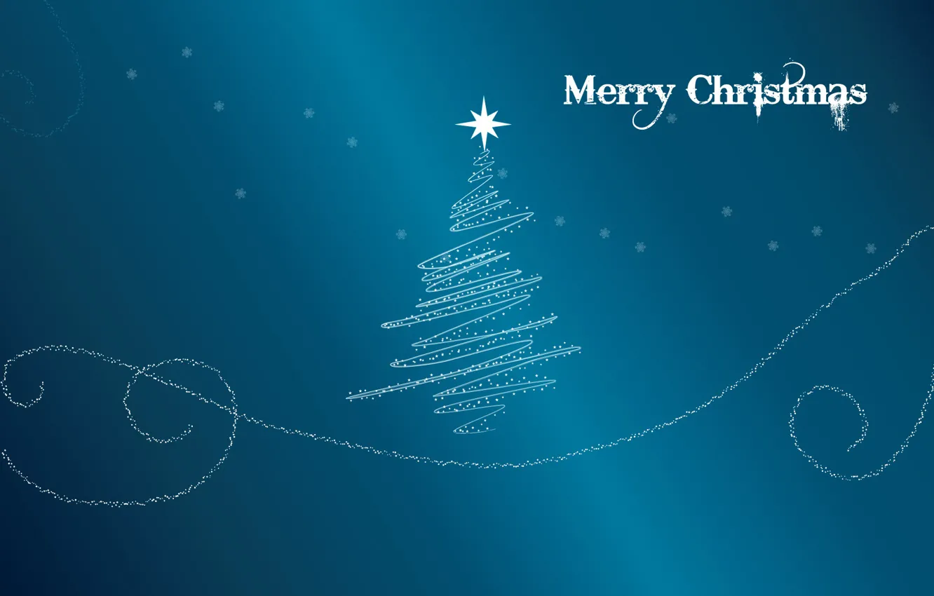 Фото обои синий, фон, праздник, голубой, звезда, елка, новый год, merry christmas