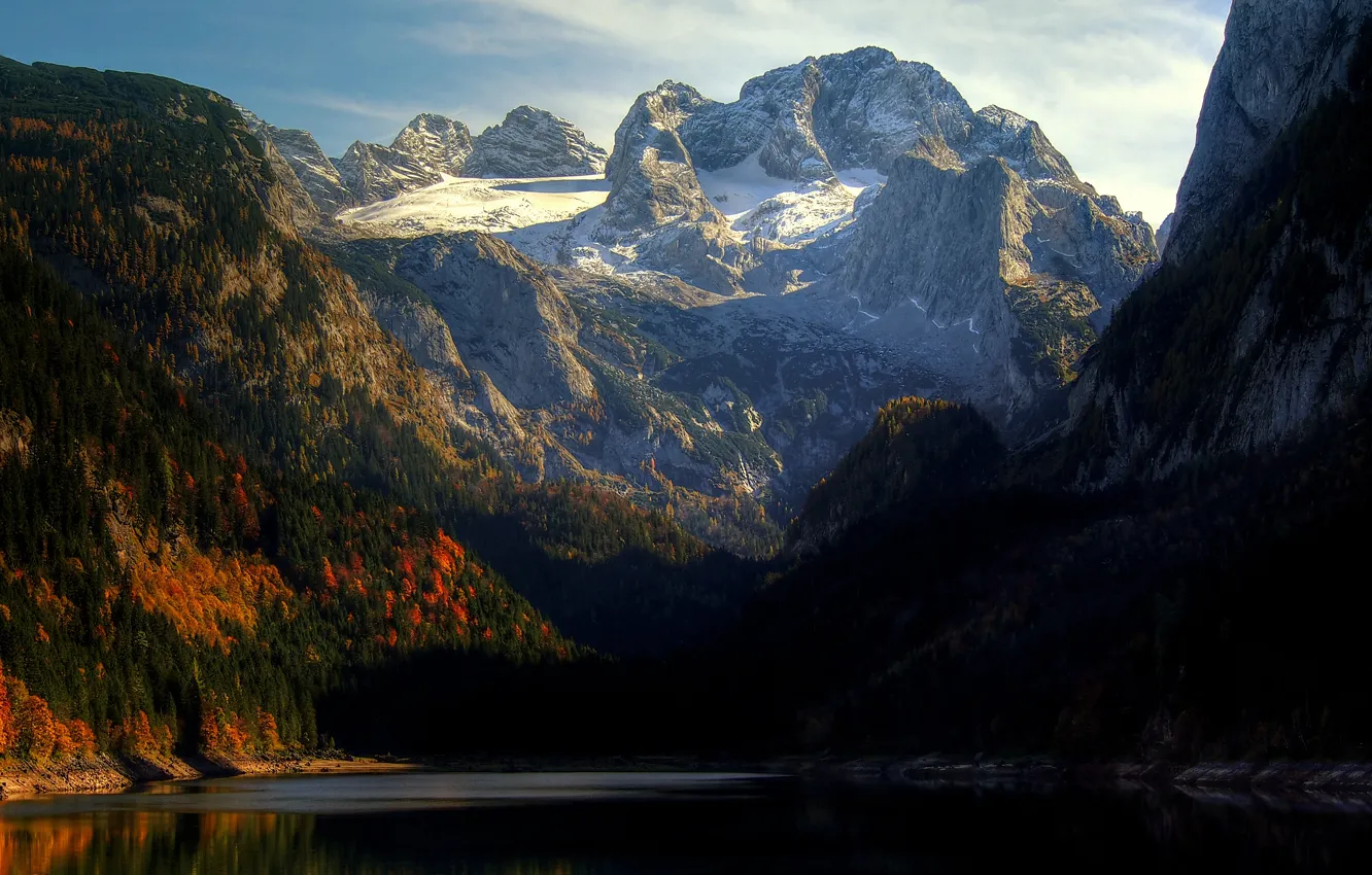 Фото обои осень, горы, природа, озеро, скалы, вершины, Nature, landscape