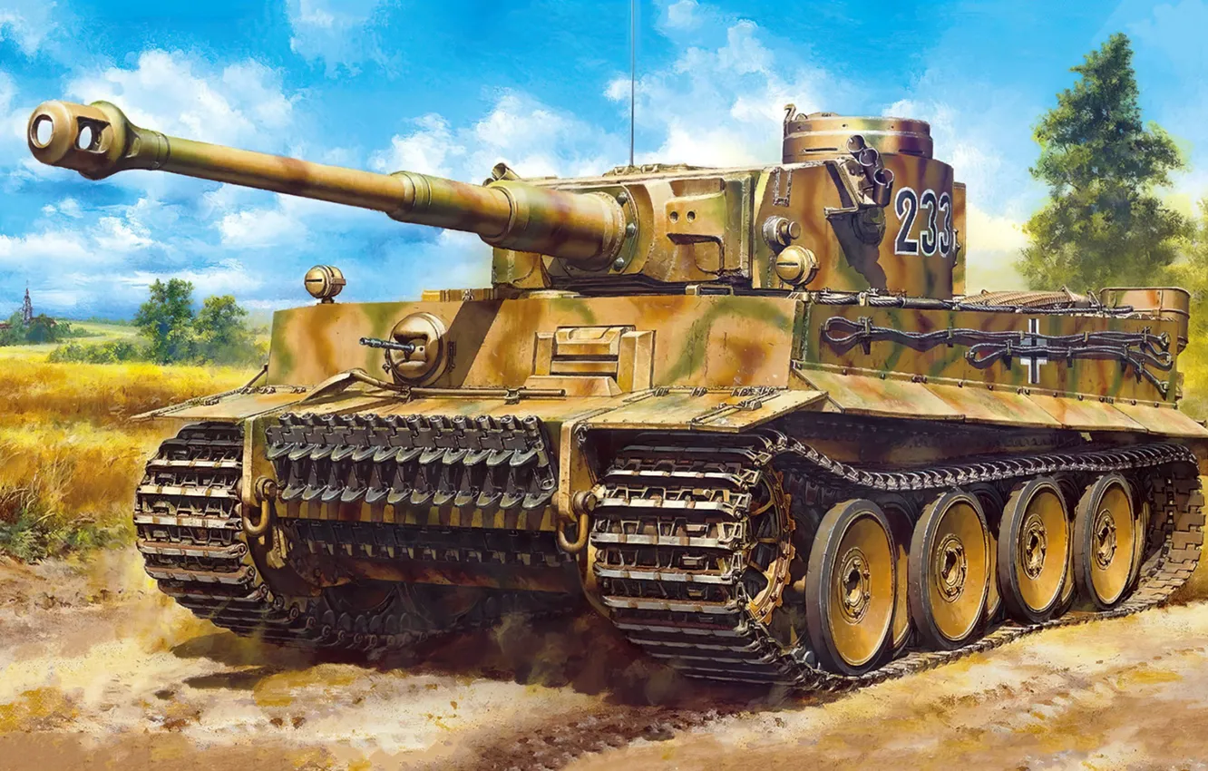 Фото обои Германия, танк, Pz.Kpfw. VI, Тяжелый, Masami Onishi, Tiger I Early Production (Eastern Front)