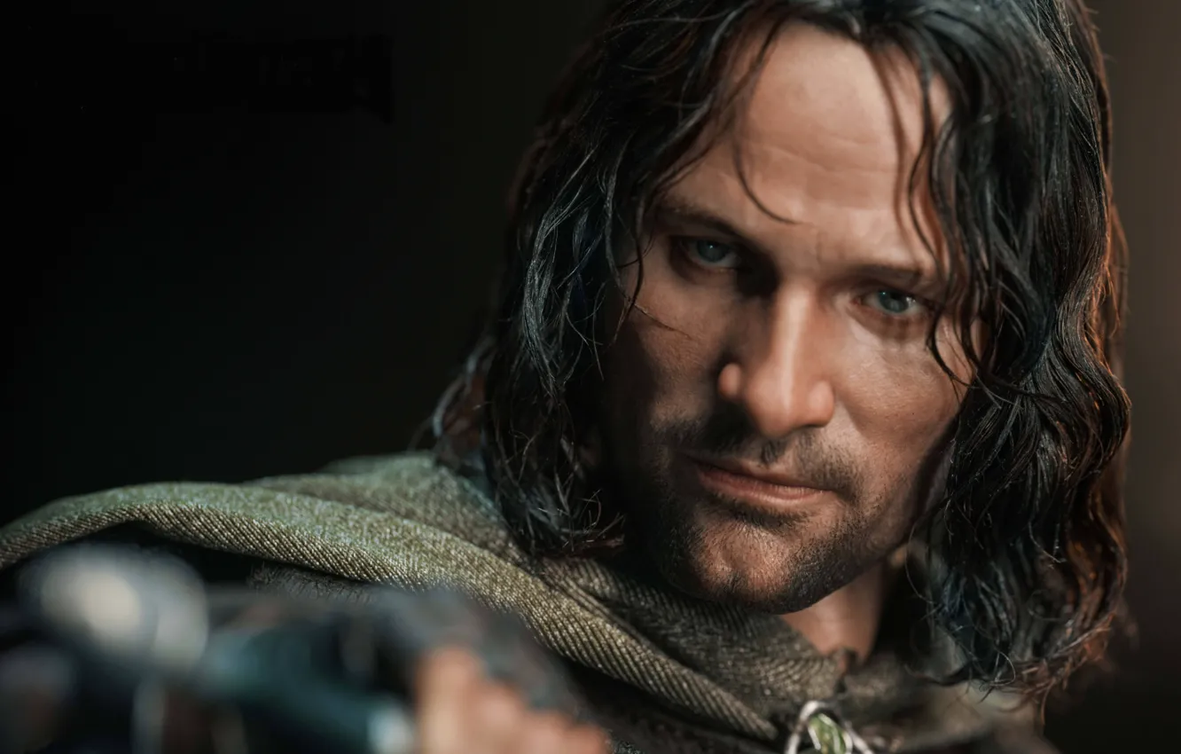 Фото обои Взгляд, Лицо, Волосы, Властелин Колец, Мужчина, The Lord of the Rings, Арагорн, Aragorn