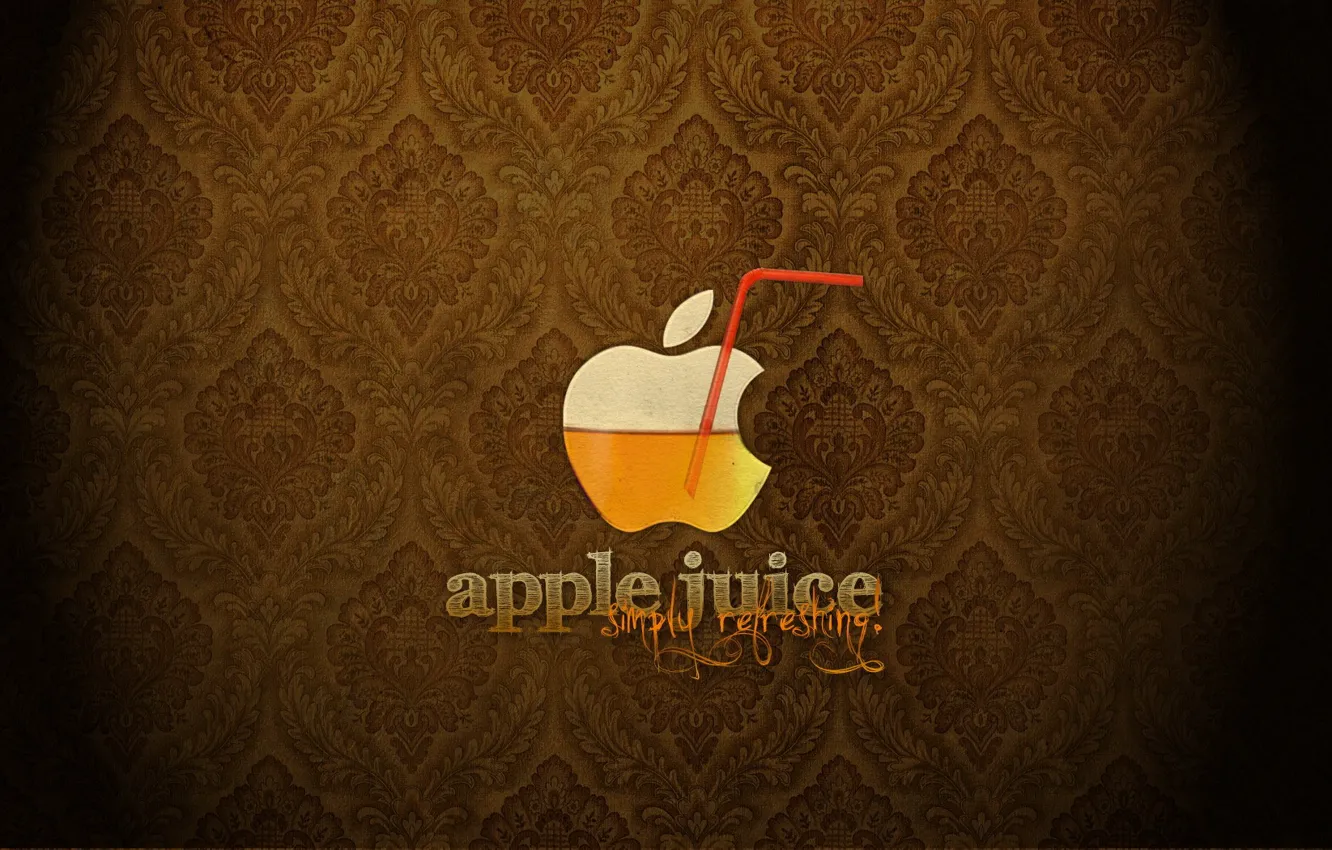Фото обои Apple, логотип, сок, трубочка