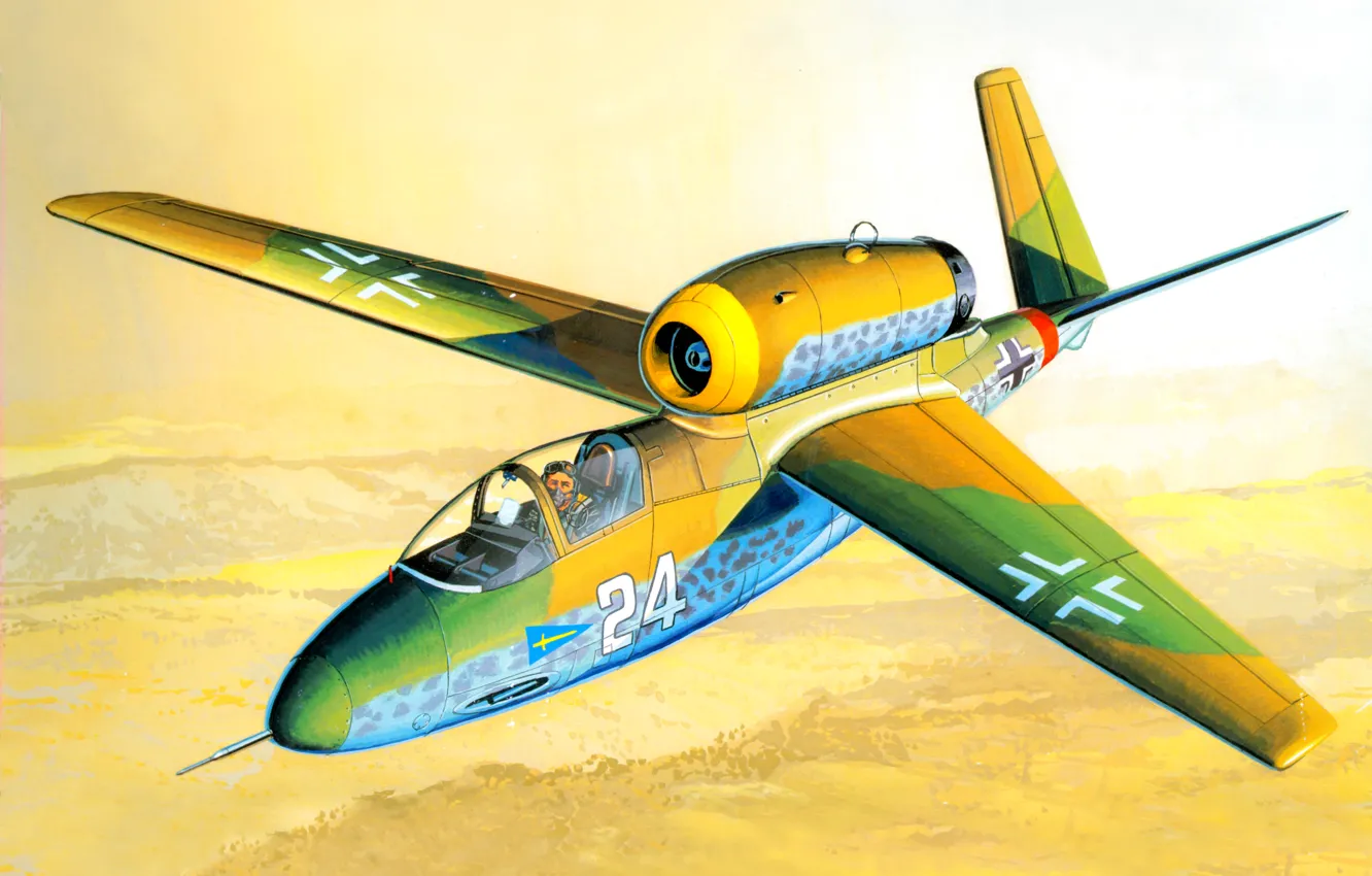 Фото обои истребитель, реактивный, опытный вариант, Heinkel He 162, He.162D