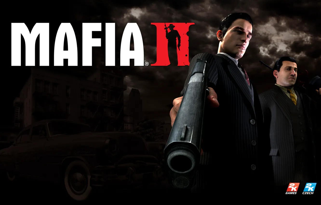 Фото обои машина, пистолет, Мафия 2, Mafia 2, Vito Scaletta, Вито Скалетта