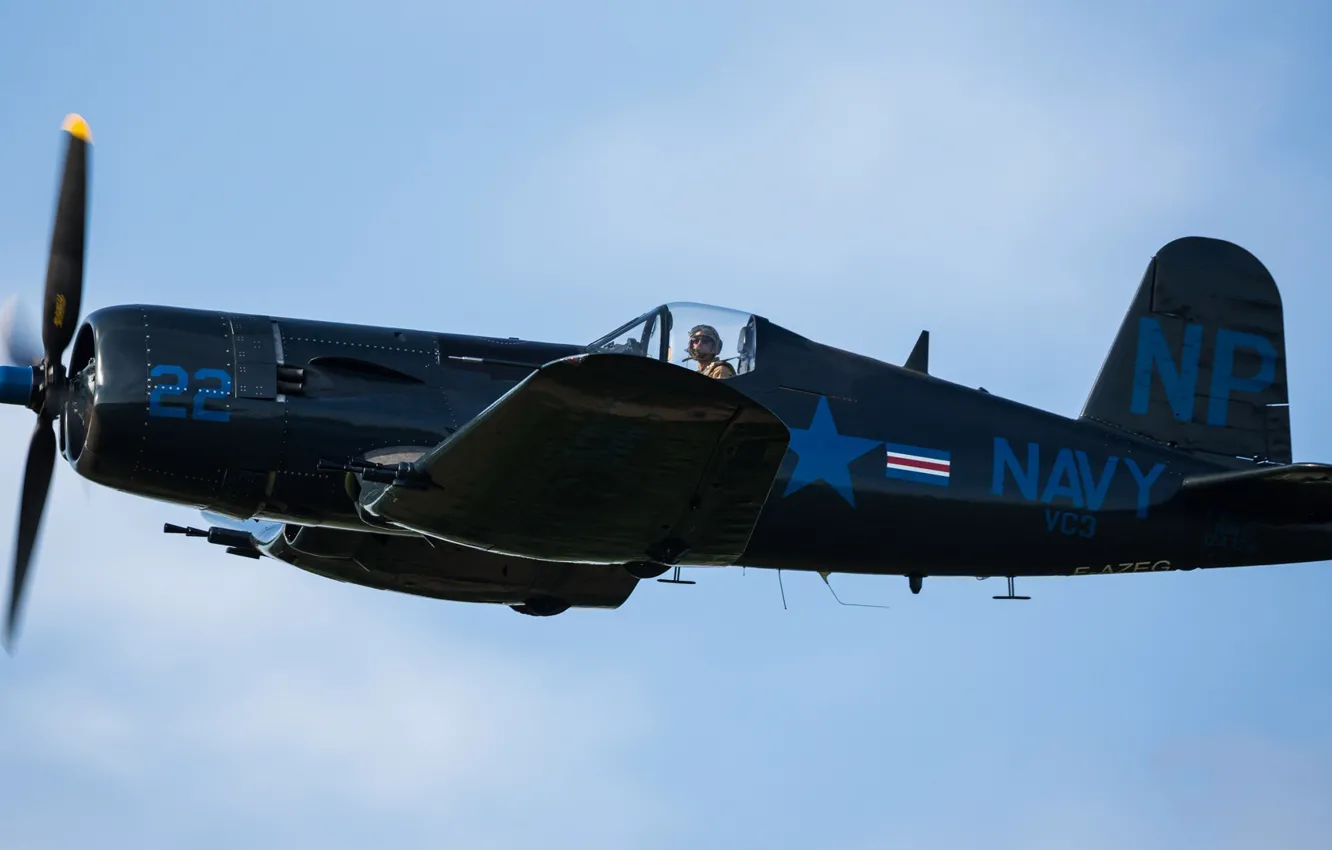 Фото обои Винт, Истребитель, Пилот, Chance Vought F4U Corsair, Вторая Мировая Война, F4U Corsair, US NAVY