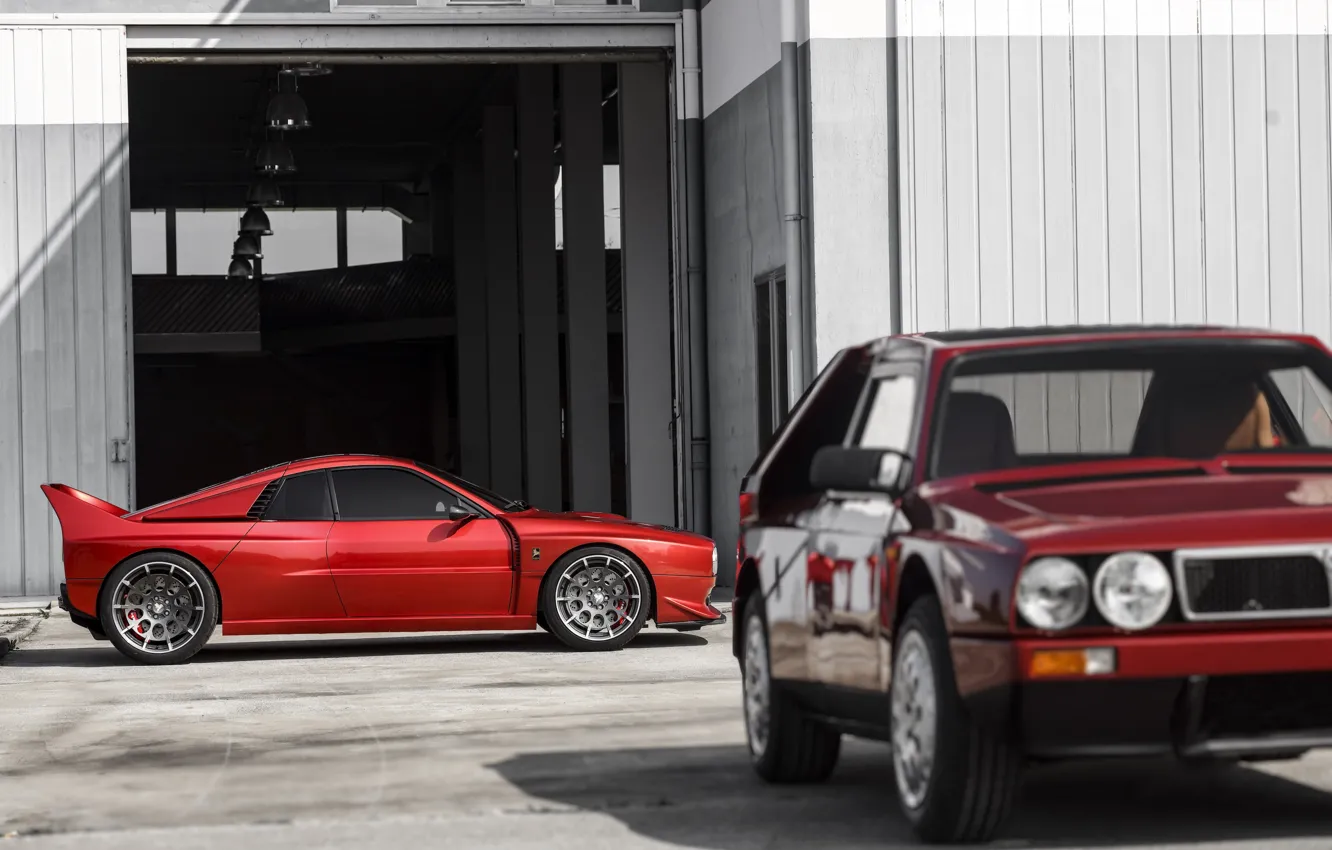Фото обои red, cars, Lancia Rally, Kimera EVO37