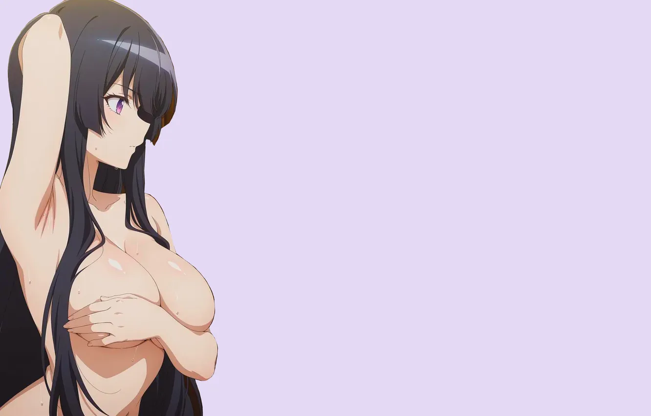 Фото обои girl, hot, sexy, cleavage, long hair, boobs, anime, pretty