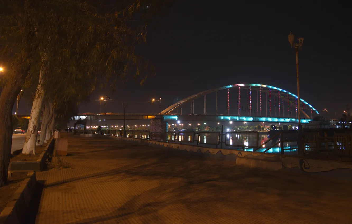 Фото обои city, bridge, khorramshahr, bulva, nighte