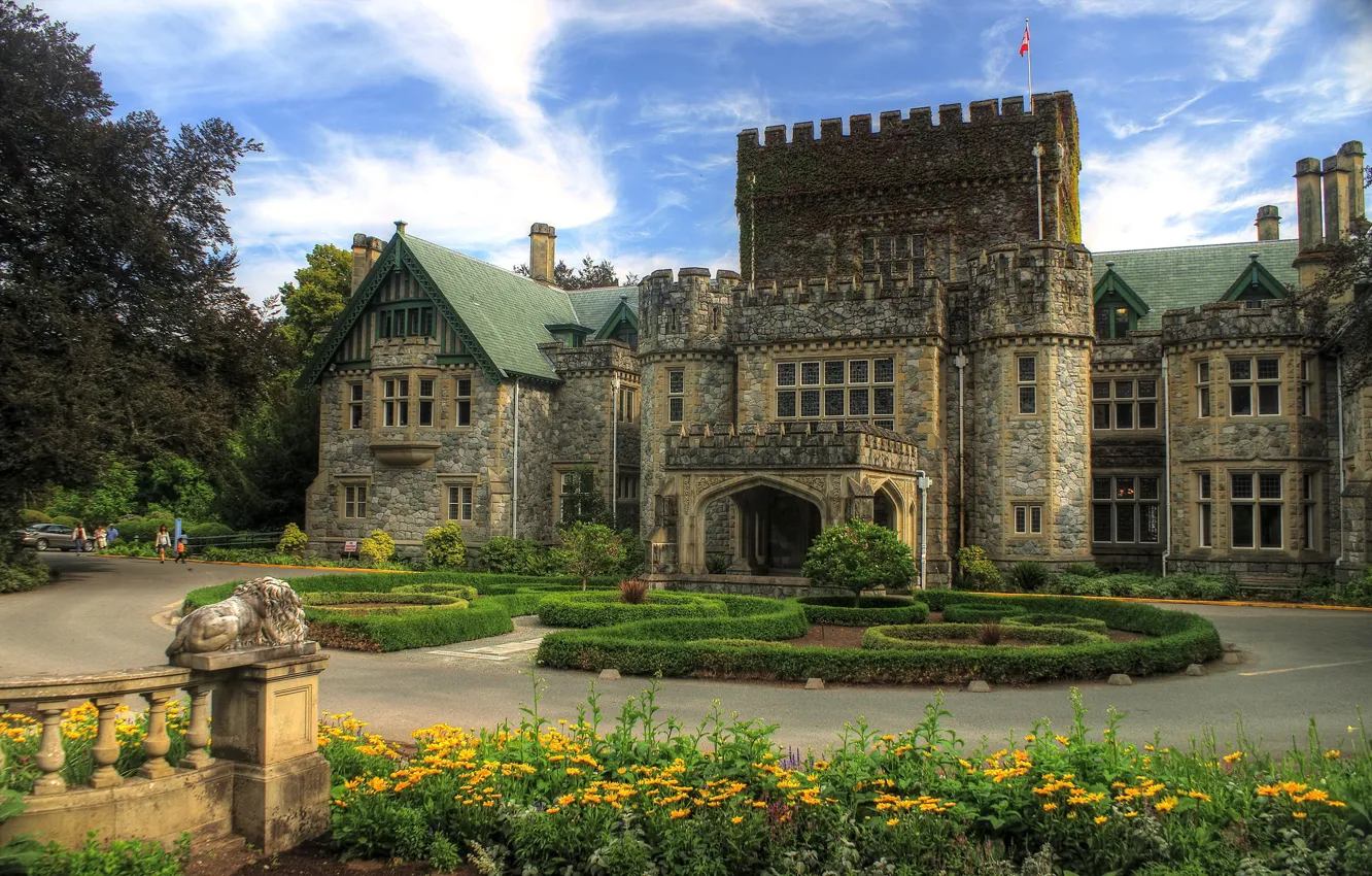 Фото обои Канада, British Columbia, Британская Колумбия, Hatley Castle, Colwood, Hatley Park National Historic Site, Королевский дорожный …