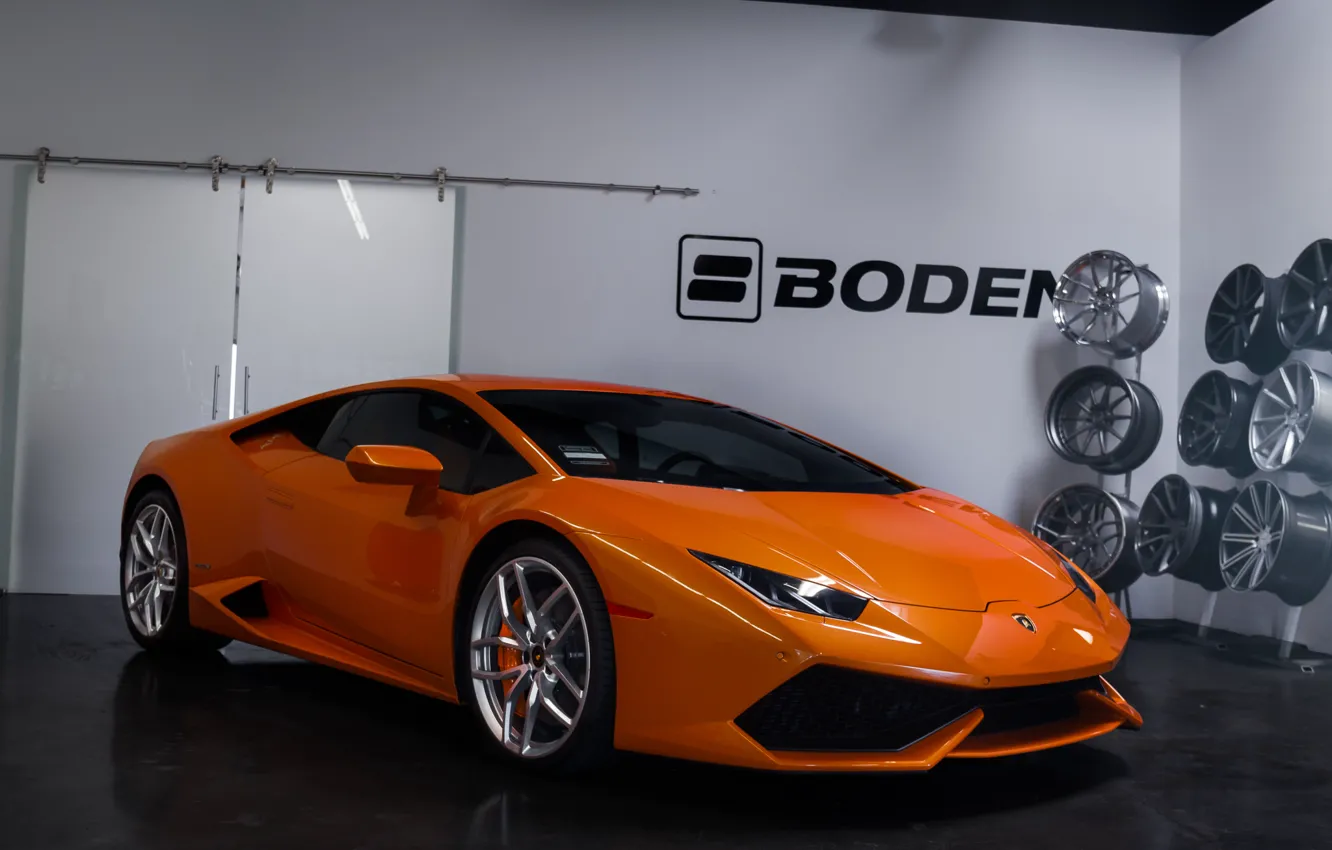 Фото обои Lamborghini, Orange, Vorsteiner, room, Wing, Huracan