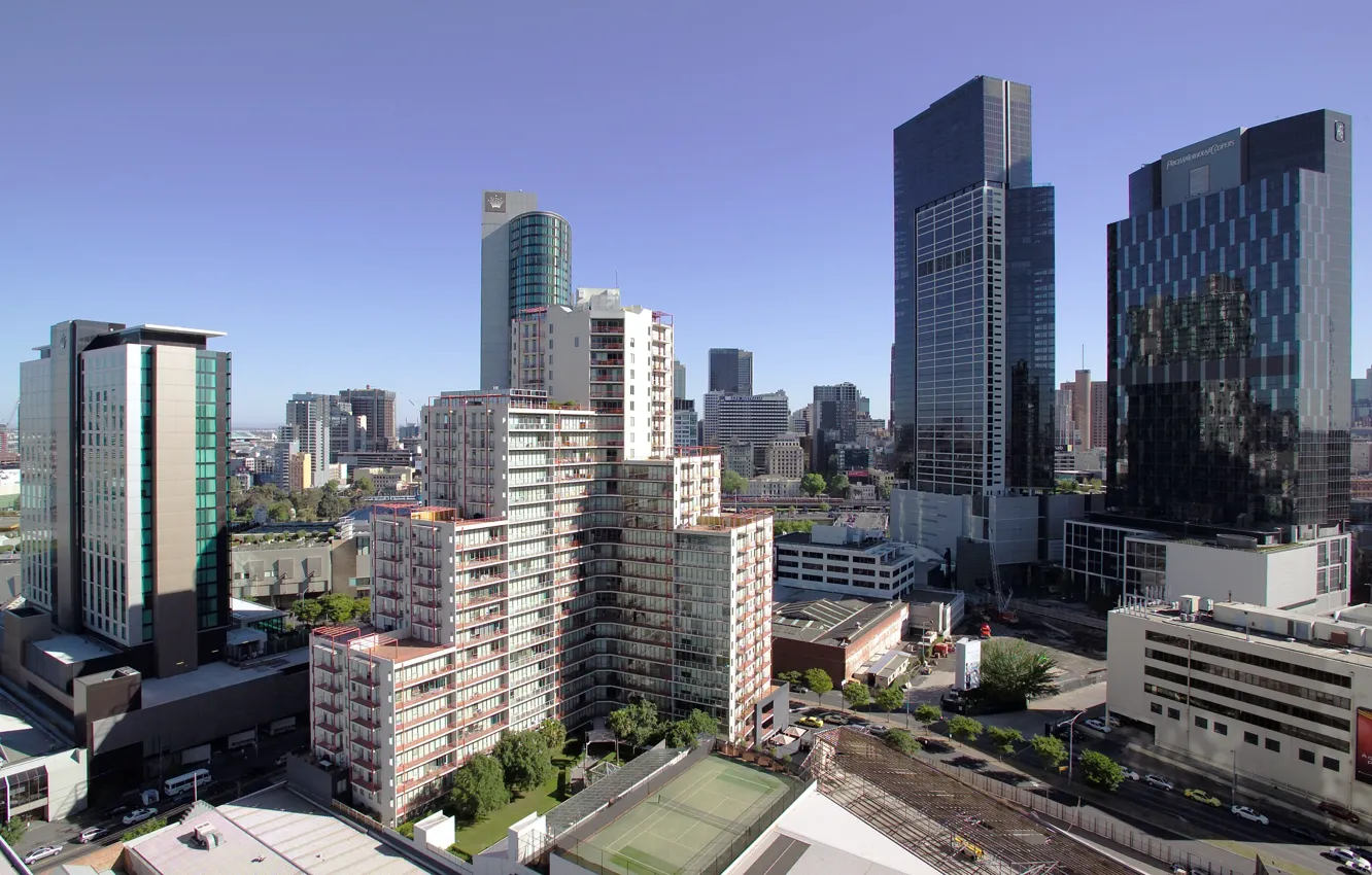 Фото обои здания, Панорама, Австралия, Melbourne, Australia, Мельбурн, Panorama