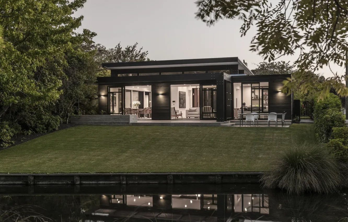 Фото обои вечер, Новая Зеландия, освещение, архитектура, New Zealand, Крайстчерч, Christchurch, На берегу реки