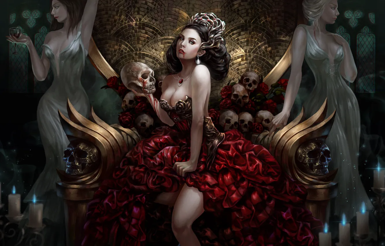 Фото обои фэнтези, арт, вампир, королева, Vampire Queen, Hoàng Lập (Solan)