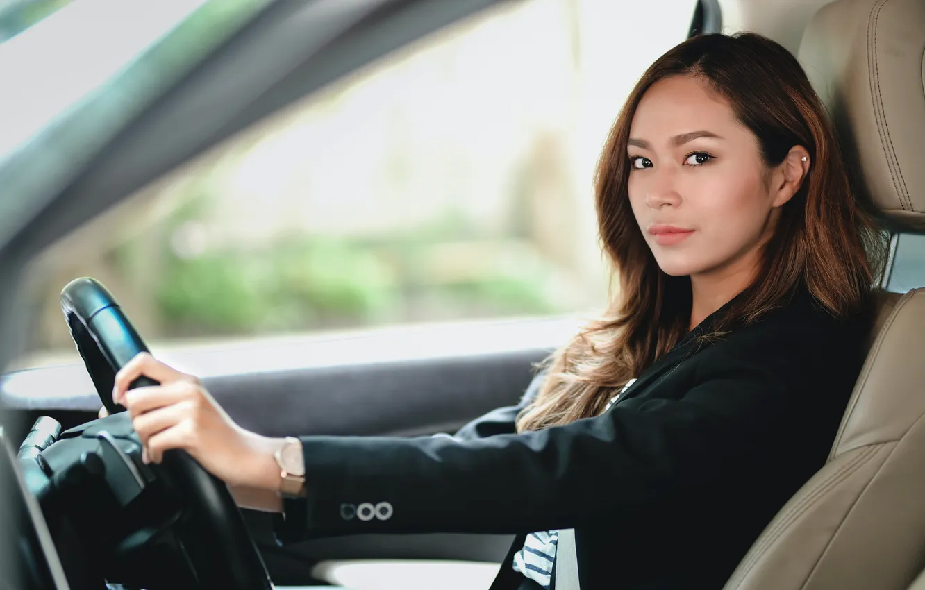 Фото обои car, asian, driver, woamn