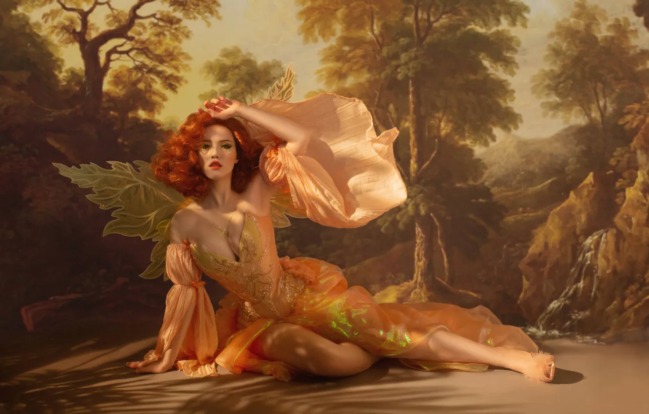 Фото обои girl, beautiful, redhead, ai art