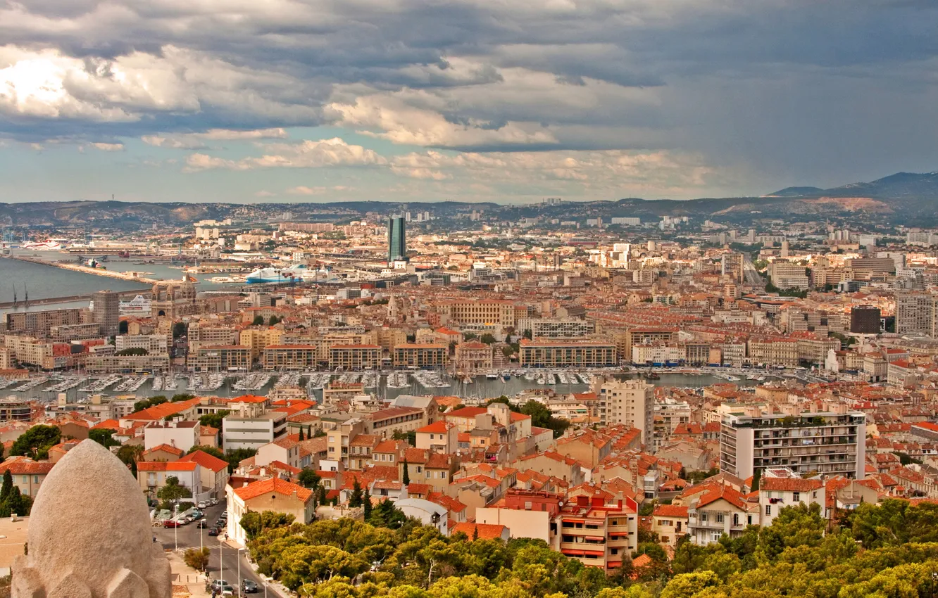 Фото обои город, фото, Франция, дома, сверху, Marseille