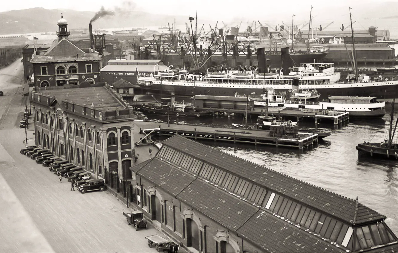 Фото обои город, ретро, порт, гавань, old, причалы, ships, port