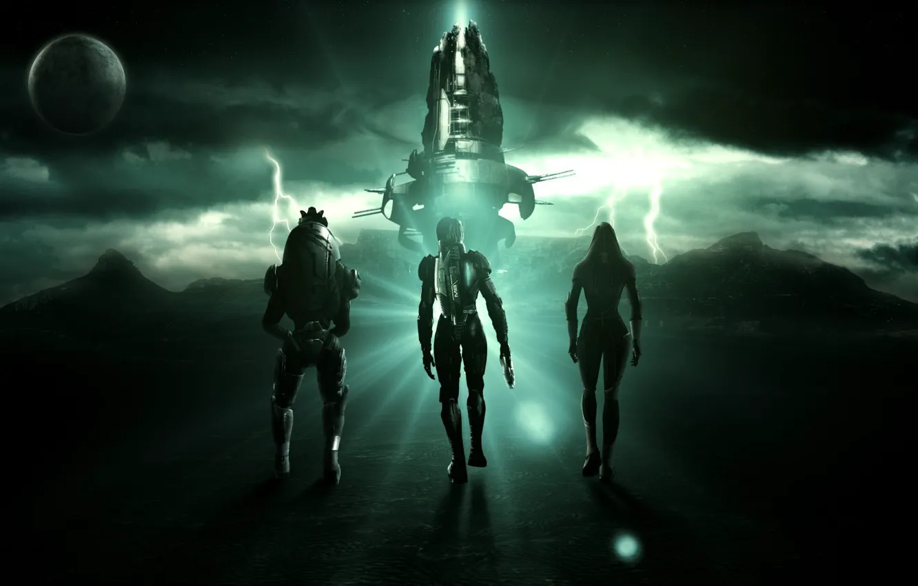 Фото обои mass effect, гаррус, касуми, коллекционеры, фемшепард