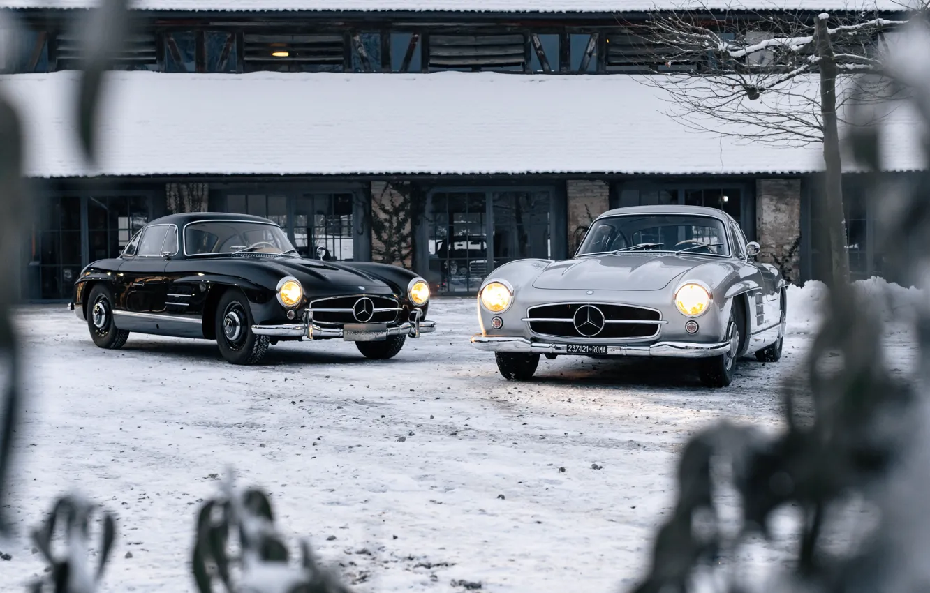 Фото обои Mercedes-Benz, 300SL, Mercedes-Benz 300 SL, Gullwing, headlights, sports cars