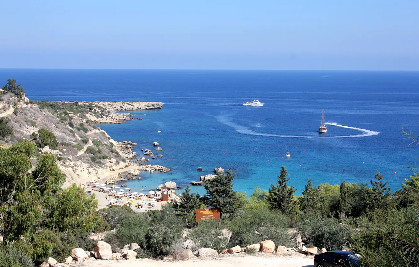 Фото обои море, пляж, синий, залив, sea, blue, bay, Кипр