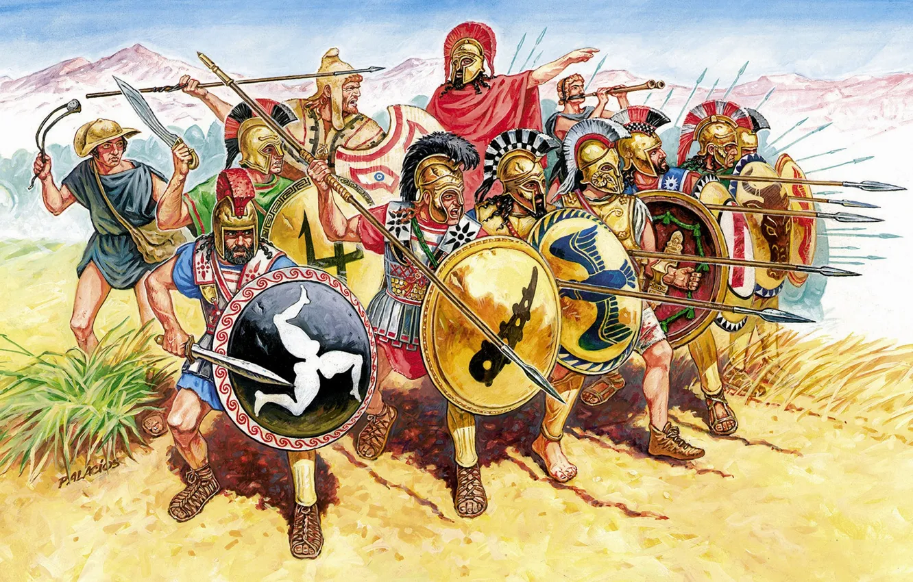 Фото обои Рим, Живопись, пехота, Войско, V - IV вв. до н.э., Palacios, Греческая