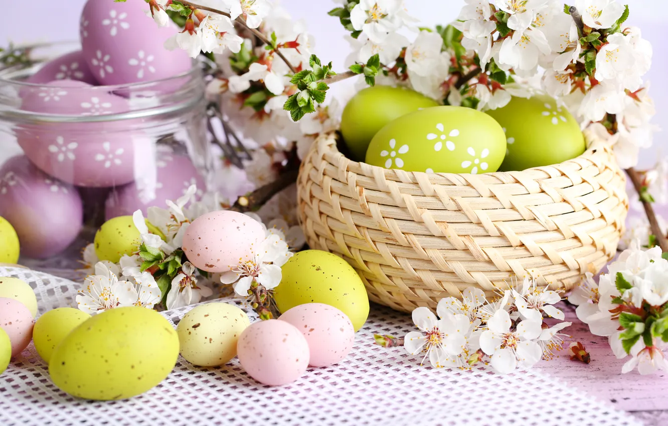 Фото обои цветы, яйца, весна, colorful, Пасха, happy, flowers, spring
