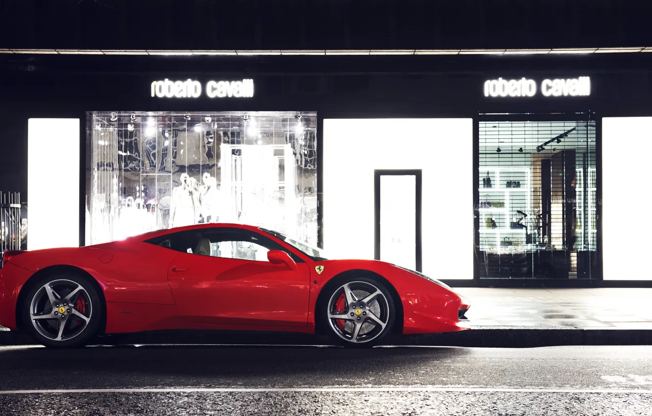 Фото обои красный, Лондон, Ferrari, red, спорткар, феррари, 458, Italia