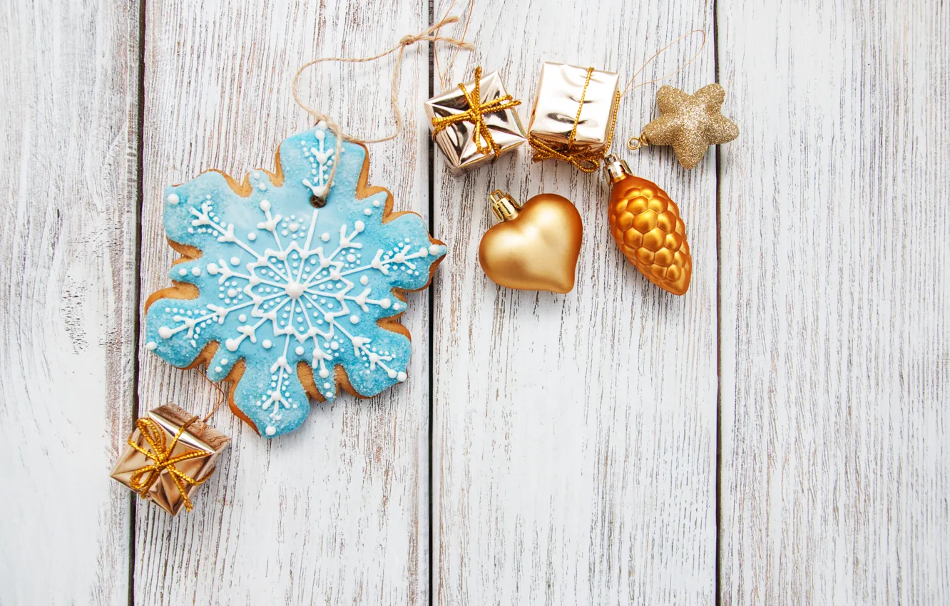 Фото обои новый год, печенье, снежинка, декор, Olena Rudo