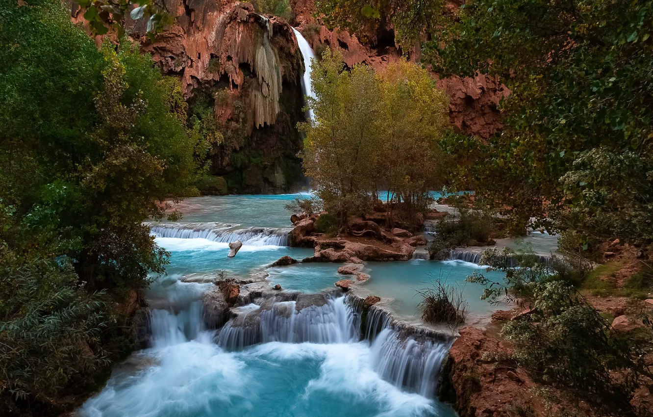 Фото обои природа, водопад, красота, Havasu Falls