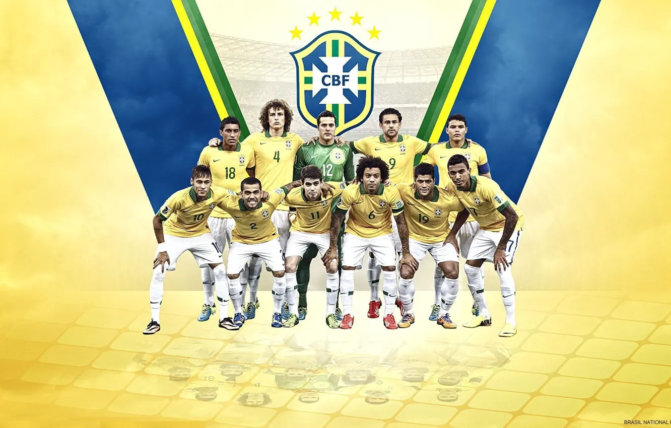 Фото обои wallpaper, logo, team, football, Champions, Brasil, players