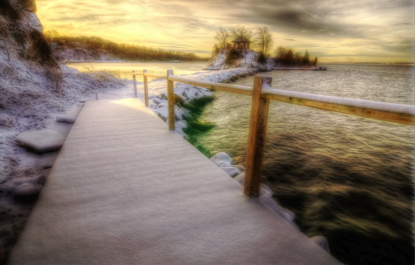 Фото обои зима, снег, пейзаж, природа, вид, HDR, hdr, фотографии