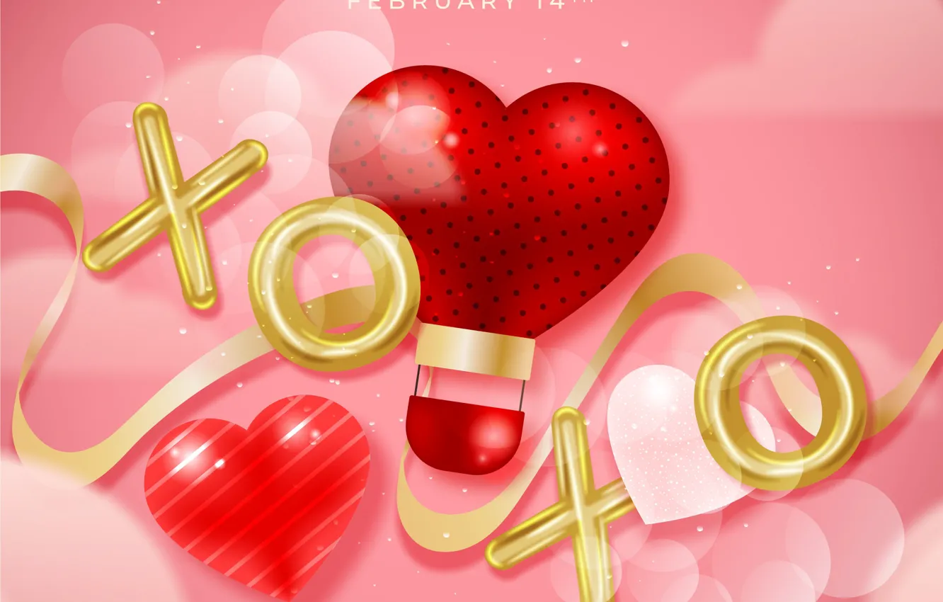 Фото обои рендеринг, праздник, сердце, сердца, сердечки, сердечко, розовый фон, День Святого Валентина
