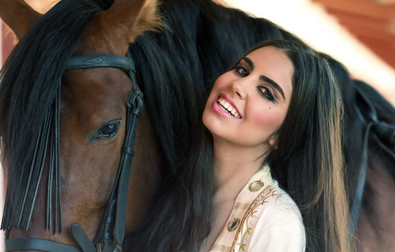 Фото обои девушка, конь, Sabina Delgado