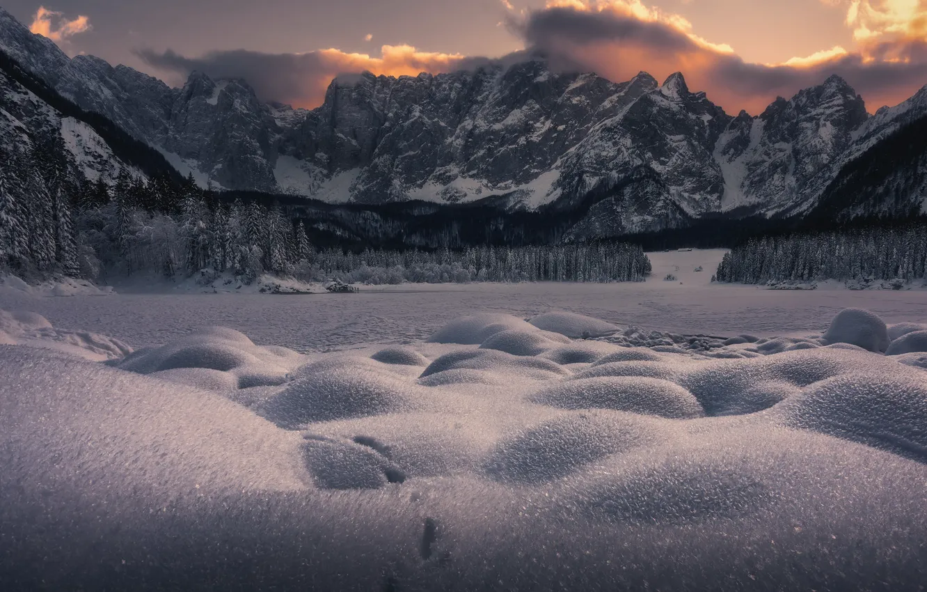 Фото обои зима, горы, природа