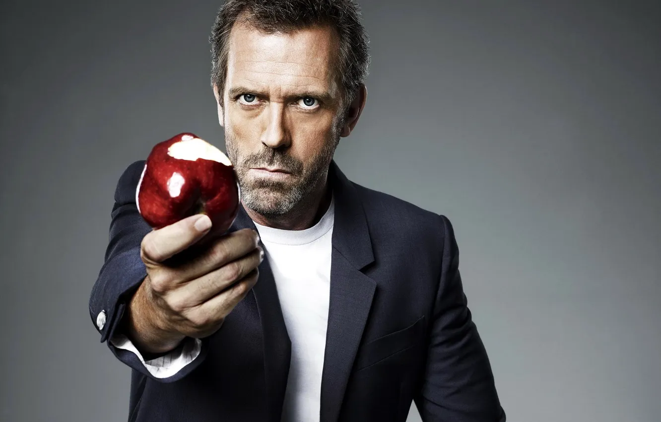 Фото обои яблоко, Хью Лори, House, Hugh Laurie