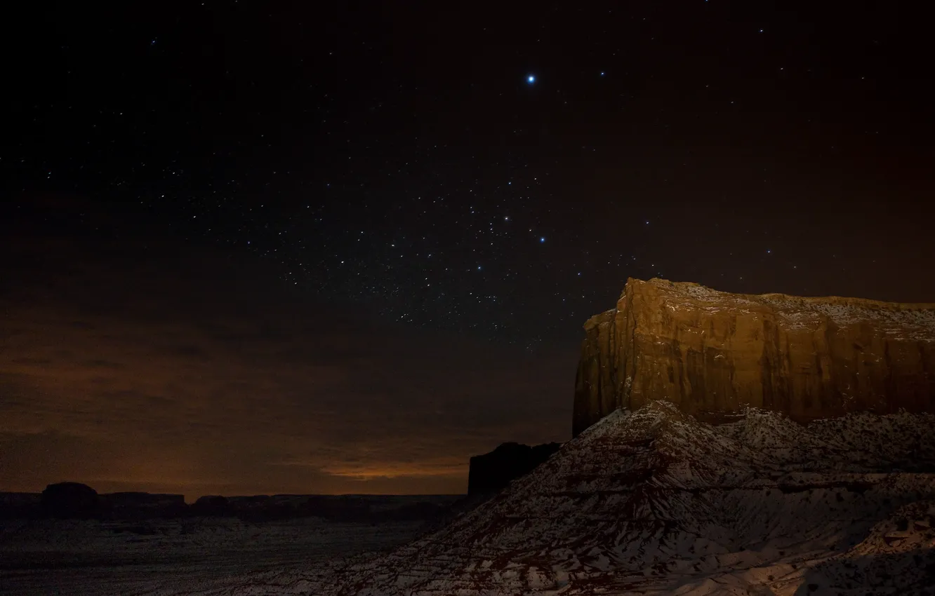 Фото обои звезды, ночь, скала, пустыня, каньон