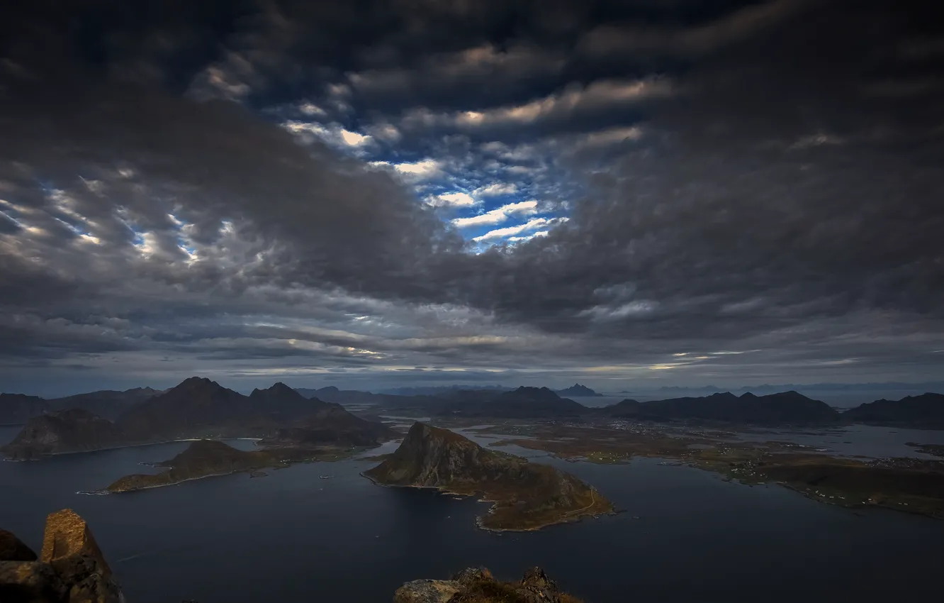 Фото обои море, острова, Норвегия, Норвежское, Лофотенские, восточная часть