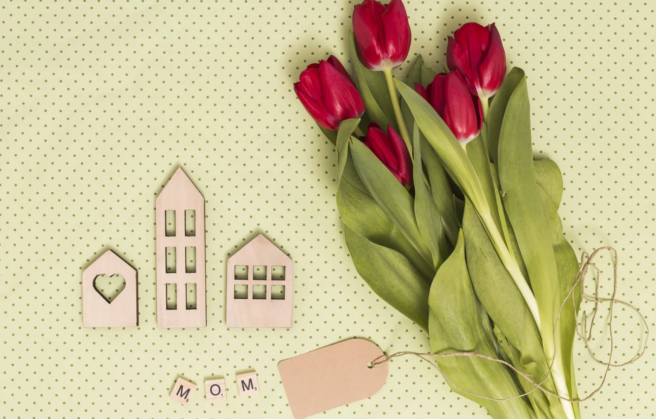 Фото обои букет, тюльпаны, красные, композиция, День матери