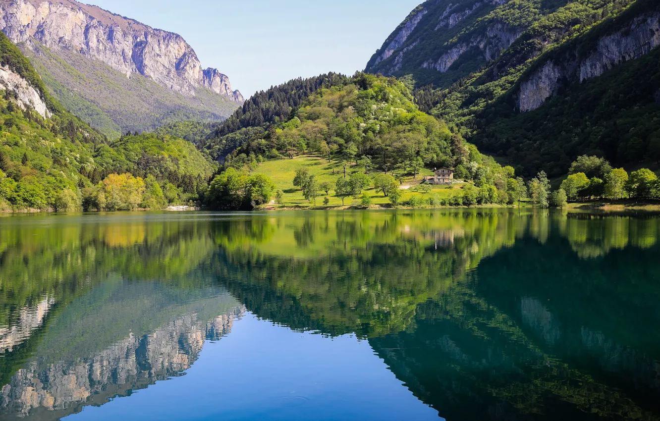 Фото обои лето, вода, деревья, горы, озеро