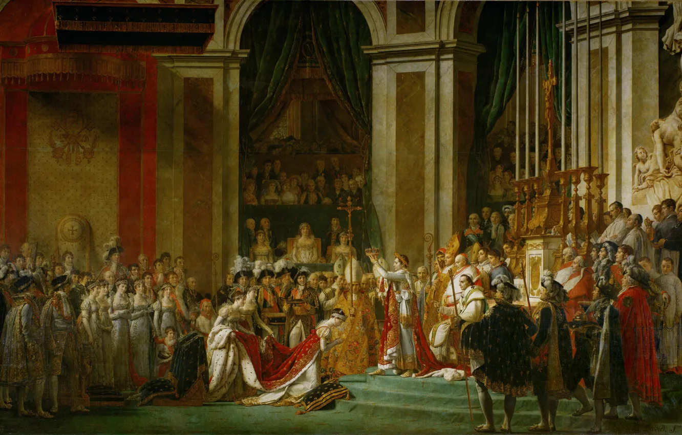 Фото обои Наполеон, Жак Луи Давид, исскуство, Помазание императора, Коронация Наполеона